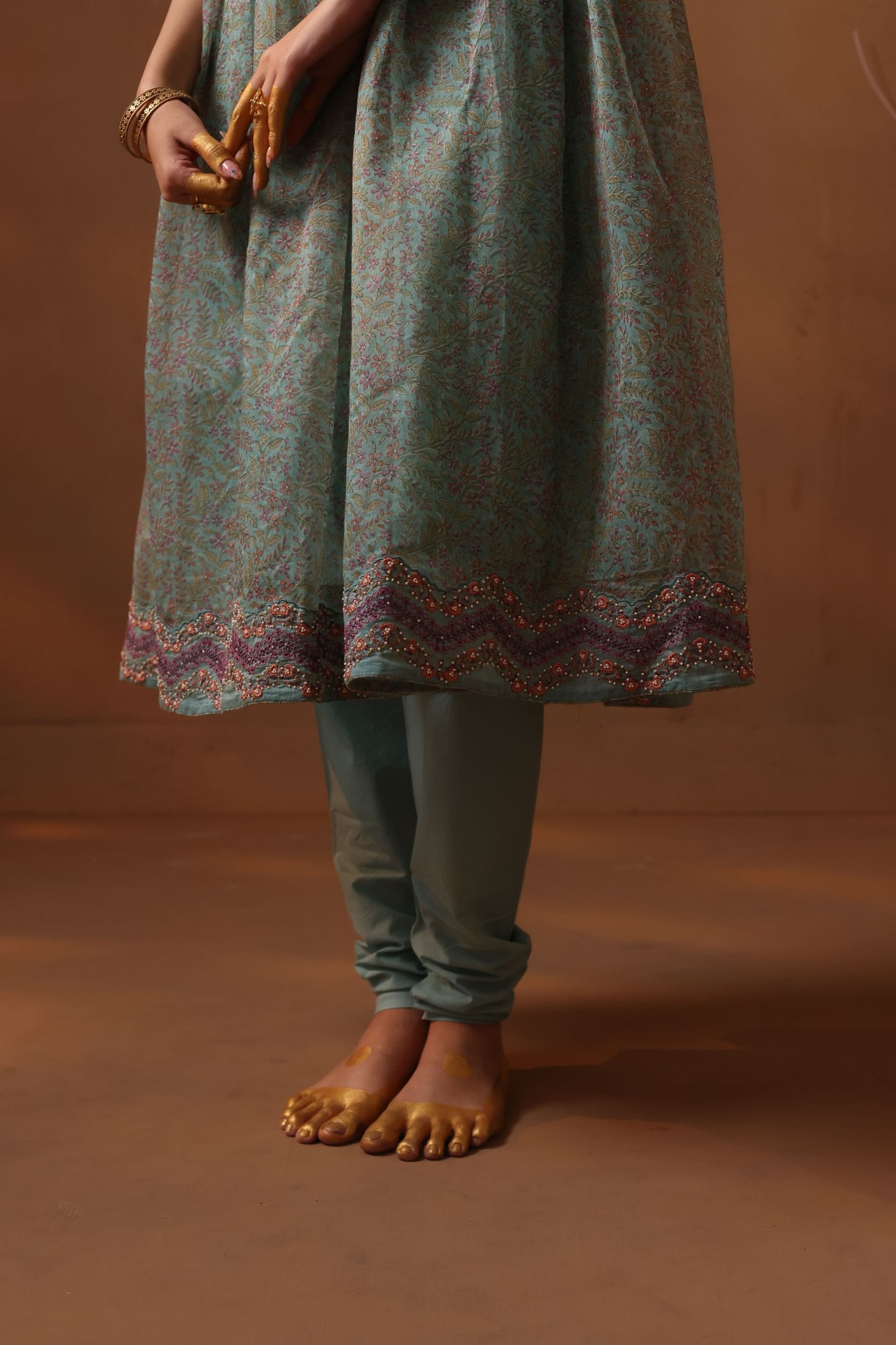 Gunjan Printed Angrakha Set - Blue