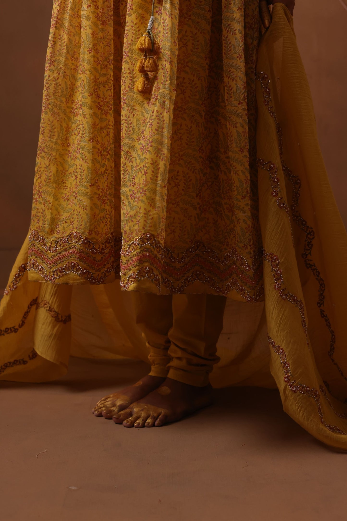 Gunjan Printed Angrakha Set - Yellow