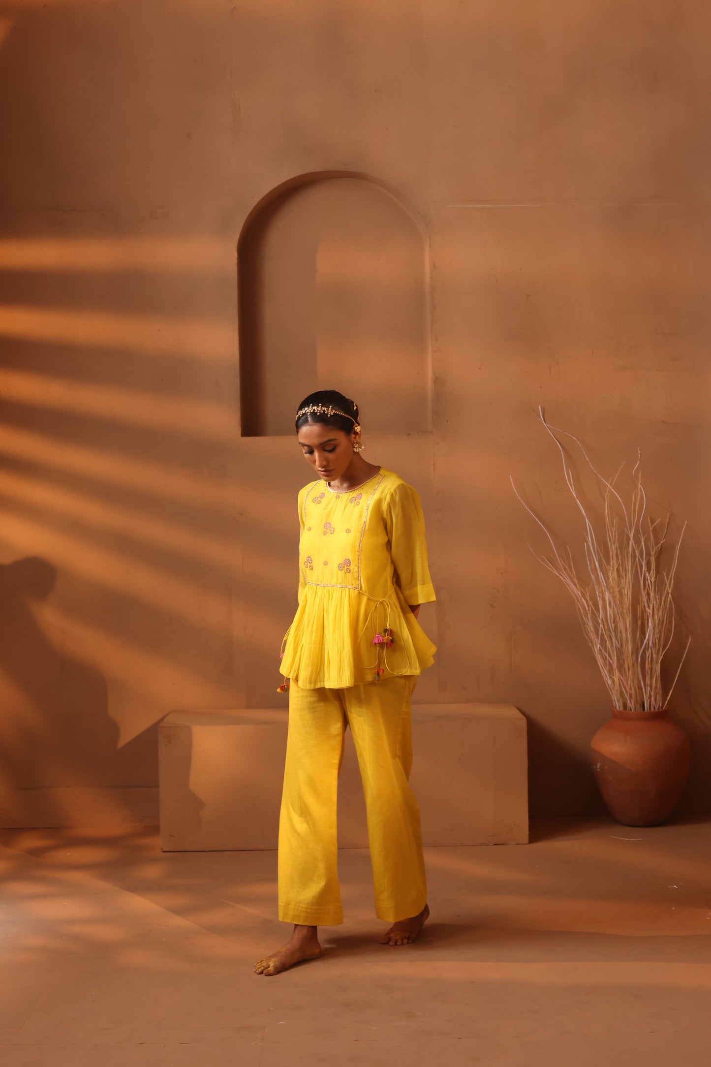 Bulbul Yoke Coord Set - Yellow