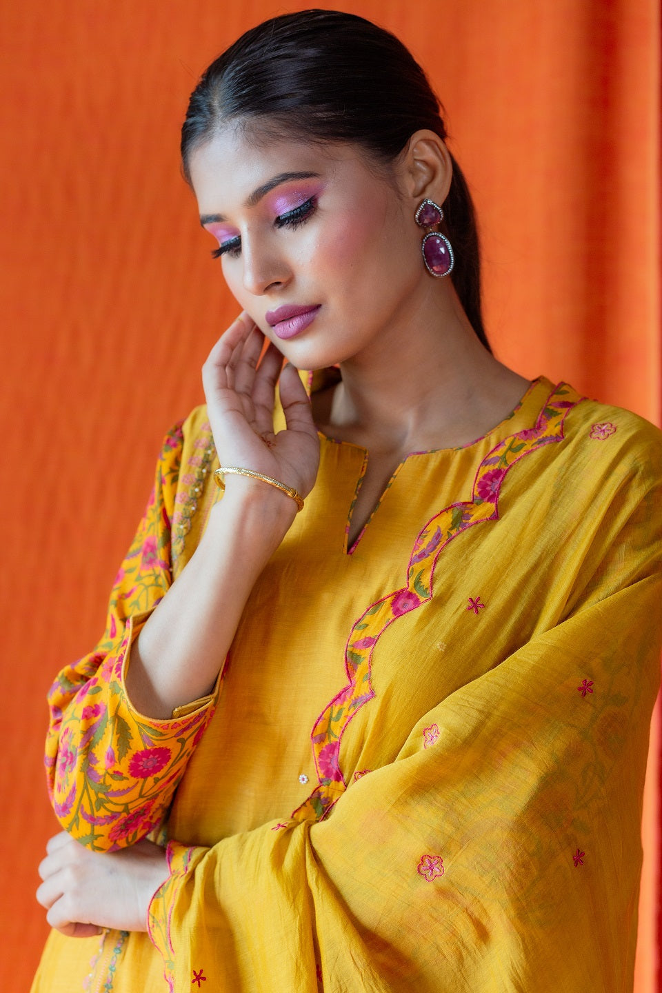 Bela Embroidered Kurta Set - Mustard (RTS)