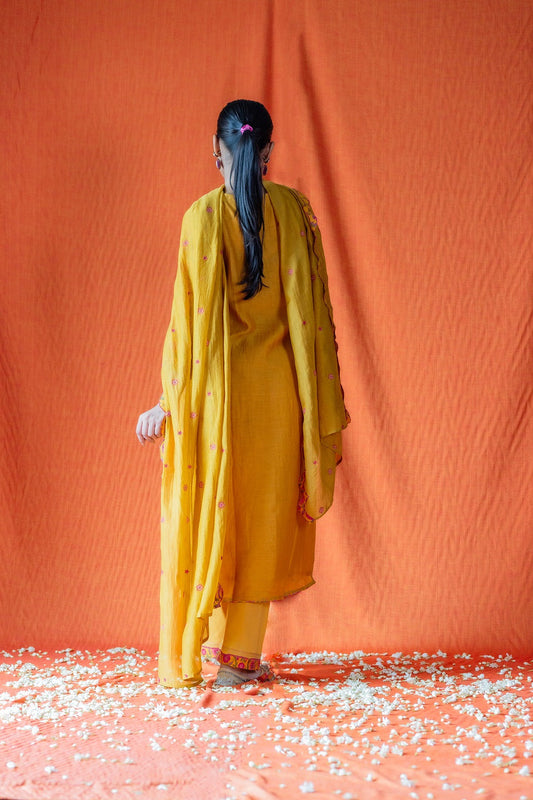 Bela Embroidered Kurta Set - Mustard (RTS)