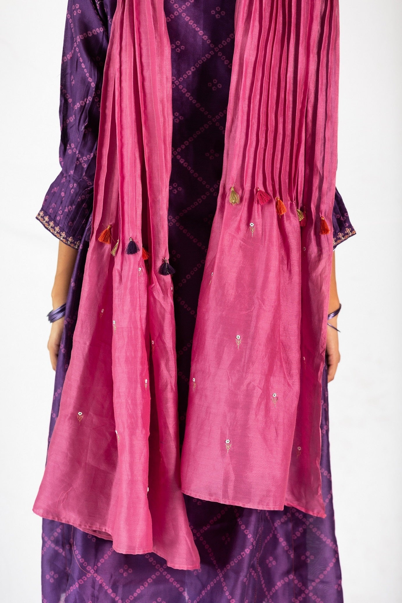 Bandhej Printed Chanderi Kurta Set - Purple (RTS)