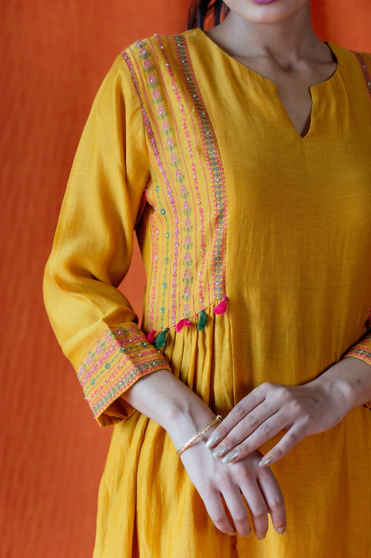 Side Panel Kurta Set - Mustard (RTS)