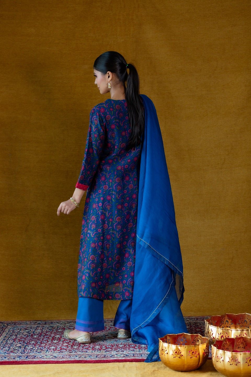 Panel printed Kurta Set - Blue (RTS)