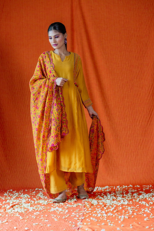 Side Panel Kurta Set - Mustard (RTS)