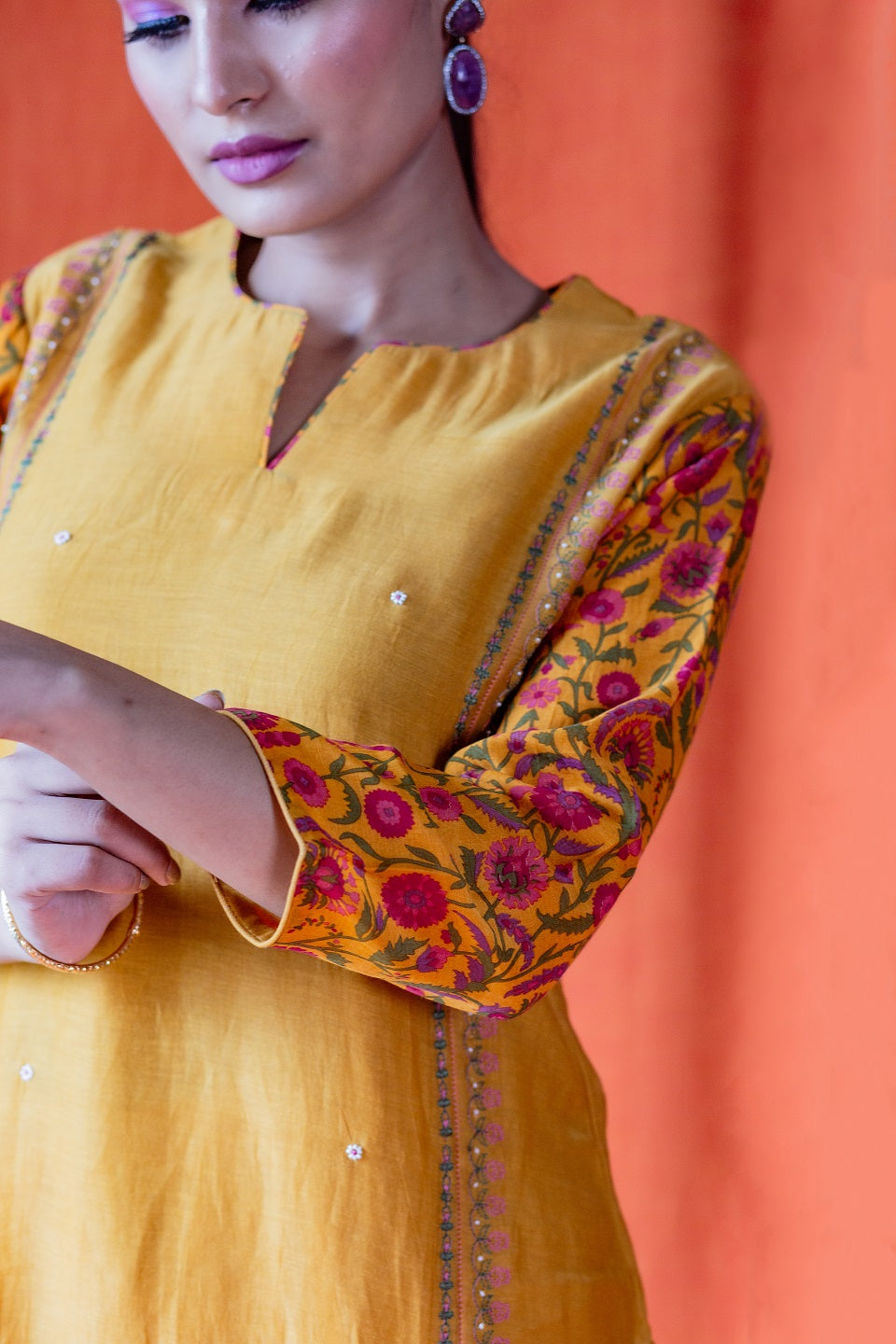 Bela Embroidered Kurta Set - Mustard (RTS)