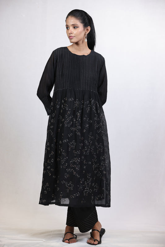 Hexagon Kurta Pant Set - Black