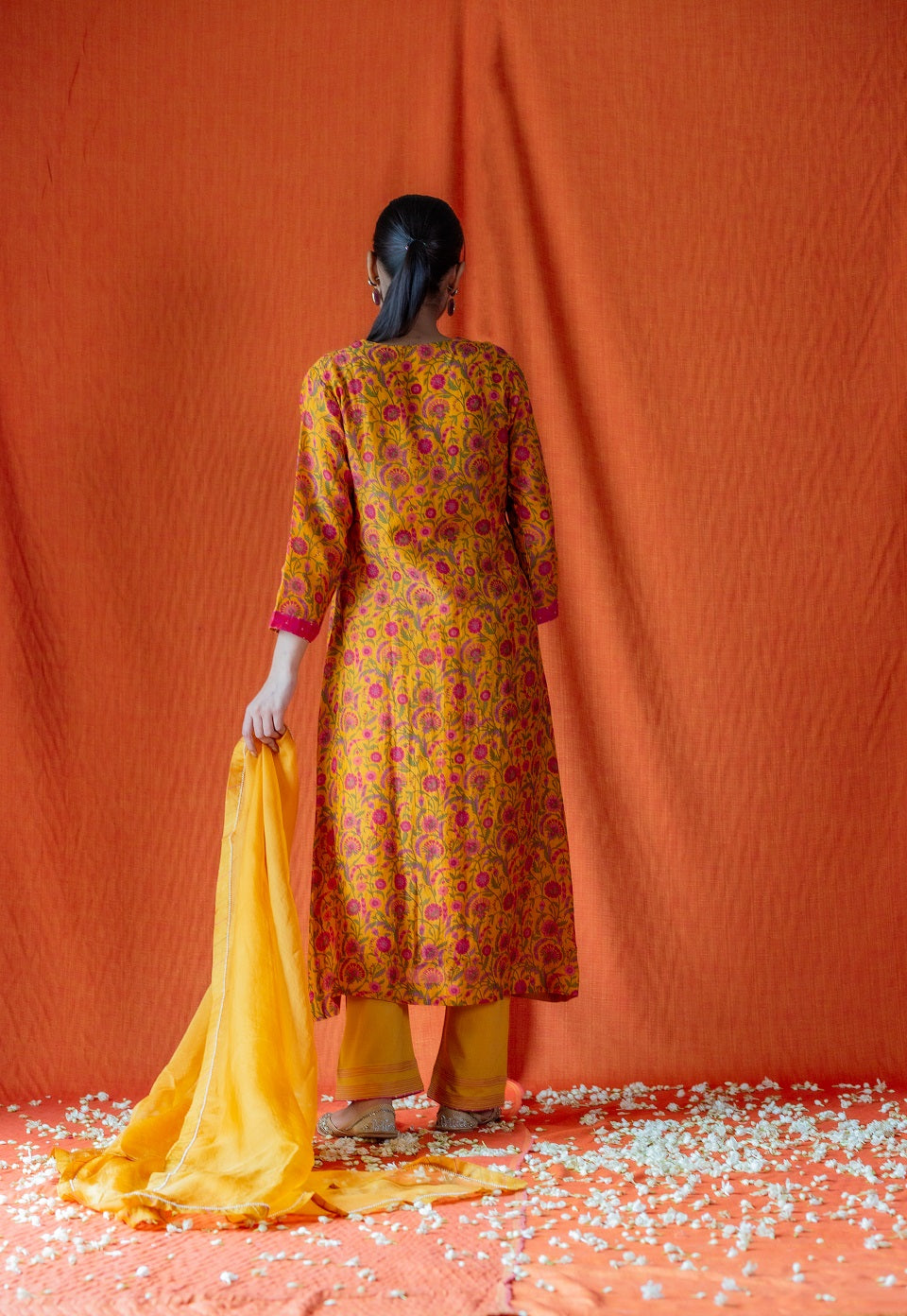 Panel printed Kurta Set - Mustard (RTS)