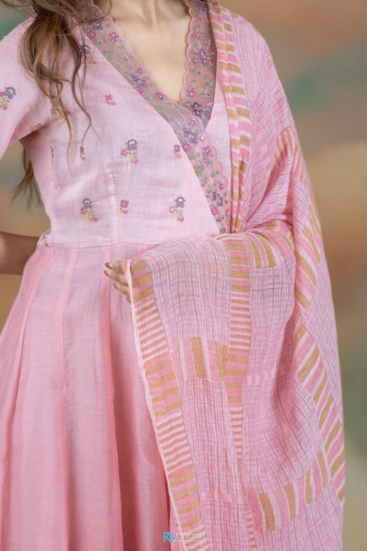 Freesia Ombre Anarkali Kurta Set - Pink