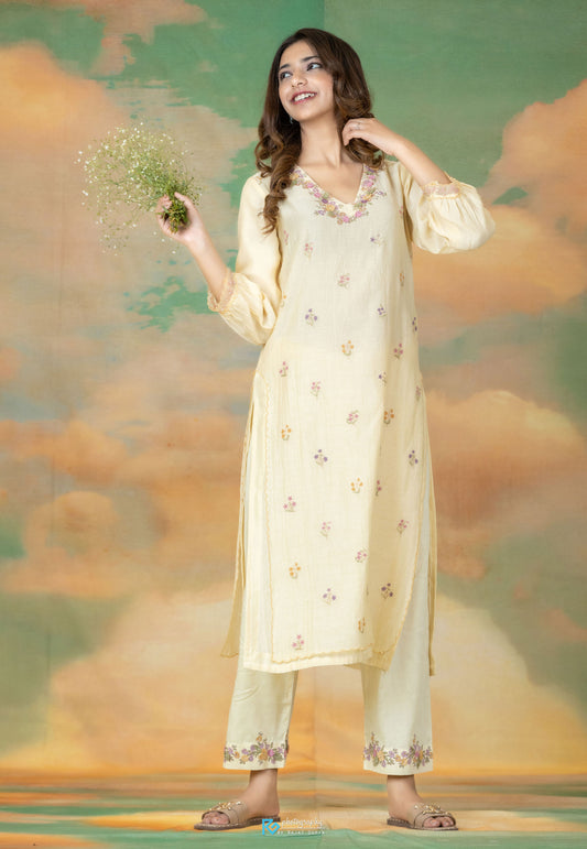 Rosa Straight Kurta Set - Yellow