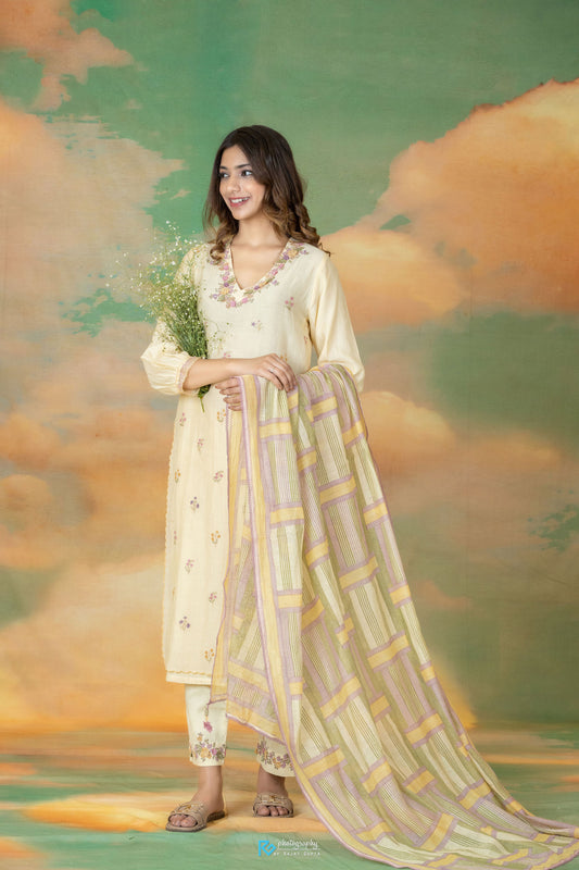 Rosa Straight Kurta Set - Yellow